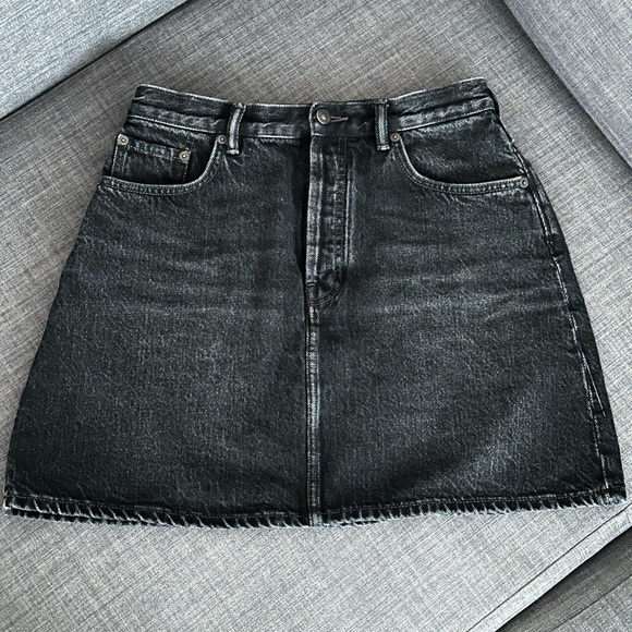 Acne Studios Black A-line denim mini skirt - size 38 - Picture 3 of 8